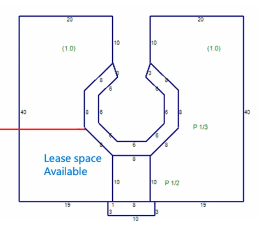 Lease-space floor plan graphic for the available suite at Magnolia 720